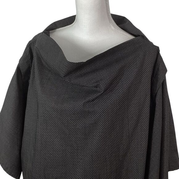 CREARE Top One Size Asymmetrical Lagenlook Black Polka Dot Pattern Blouse Shirt - Picture 6 of 11